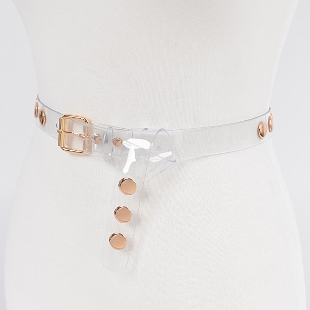 Transparent studded belt - Gold